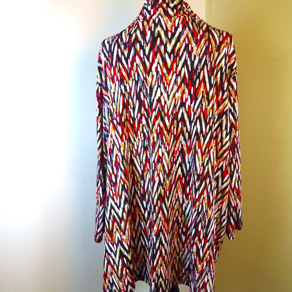 Susan Graver Plus Sz 3XL Abstract Long Sleeve Mock Neck Pullover Blouse - Picture 8 of 8